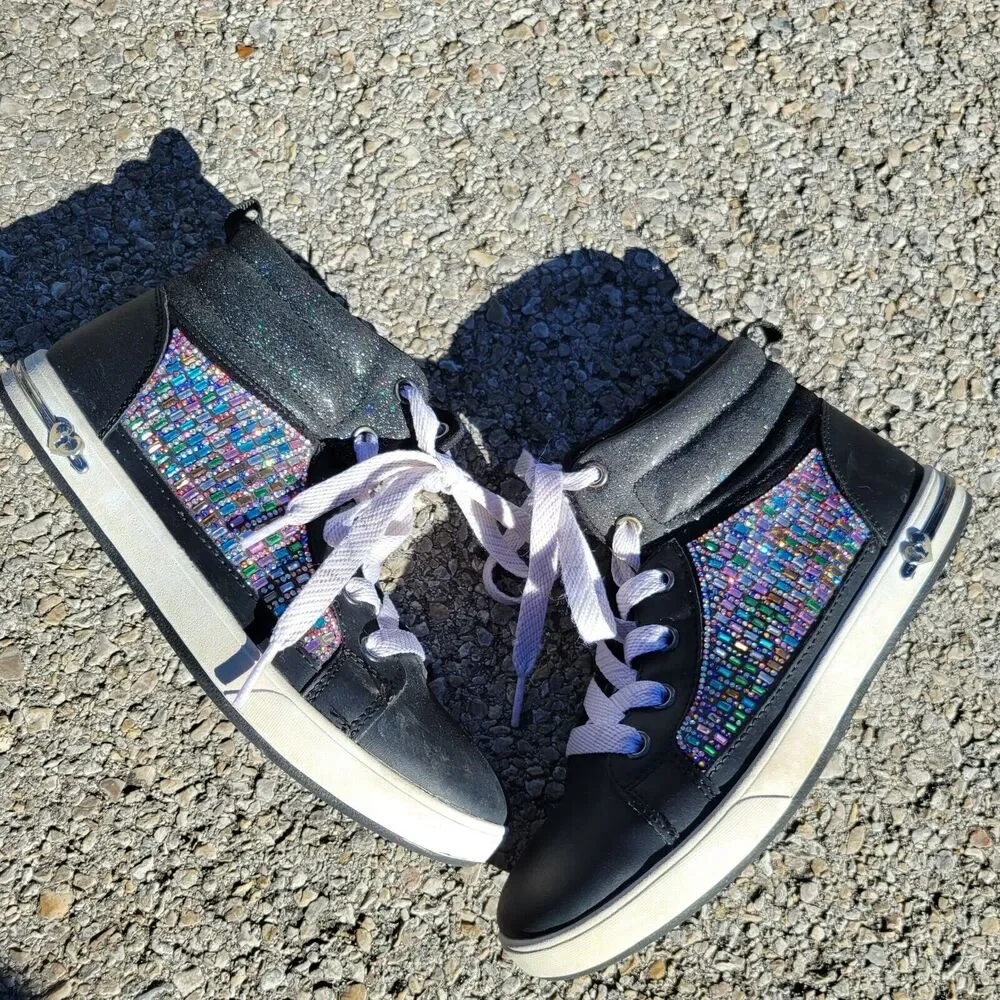 Skechers Shoes Girls 3 Sparkle Sneakers Shoes Purple Pink Blue Black Jewel‎ Lace